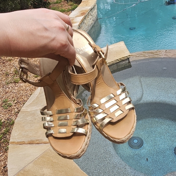 Stuart Weitzman leather platform sandals 10M - Picture 13 of 13